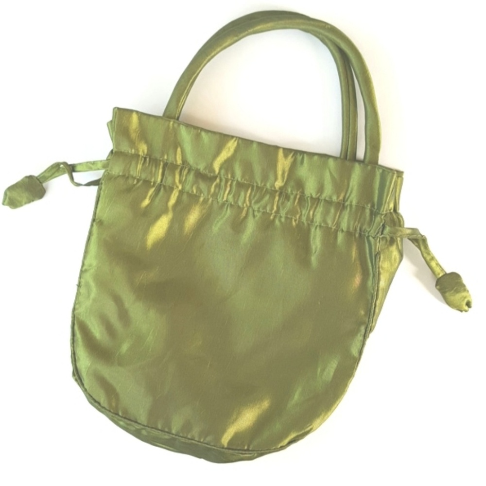 Purse Handbag Drawstring Sparkly Moss Green Small Fairy Botanical Whimsy NWOT - Picture 5 of 7